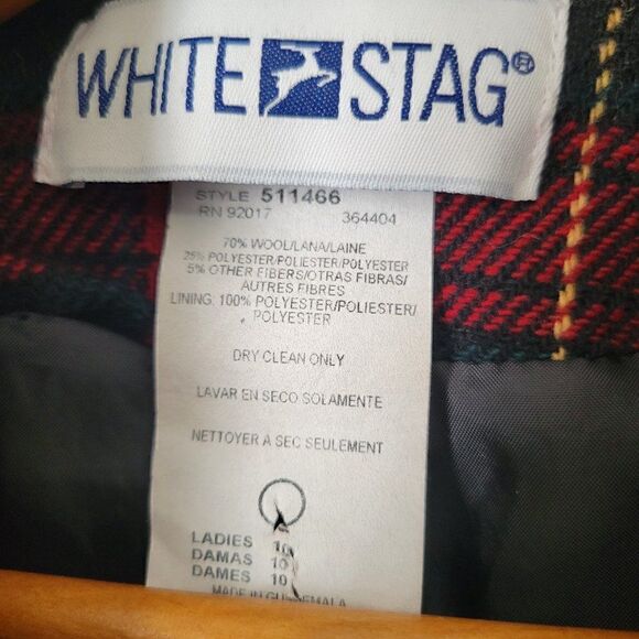EUC WHITE STAG RED PLAID WOOL BLEND JACKET BLAZER SIZE 10 / M WOMENS - Picture 14 of 15